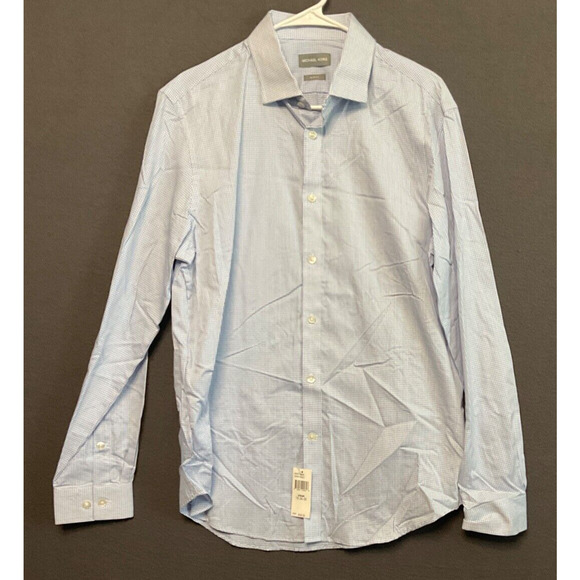 Michael Kors Slim Fit Dress Shirt Blue Checkered Mens 16 34/35 NWT - Picture 1 of 10